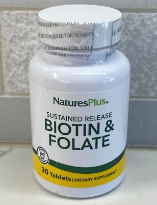 Biotina y folato 2500/480 mcg liberación sostenida Nature's Plus 30 comprimidos 12/2027 Foto 1 de 4