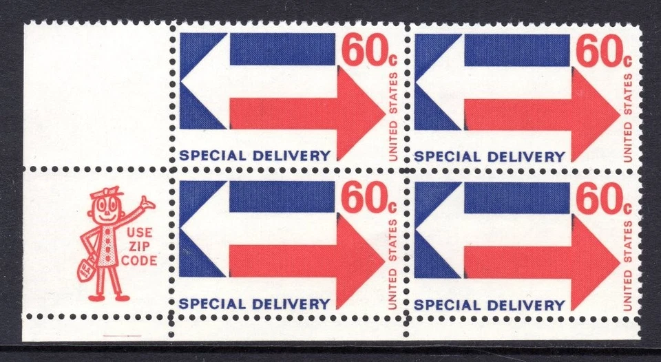 United States Scott #E23 VF MNH 1971 60 Cent Special Delivery Zip Block - Image 1 of 1
