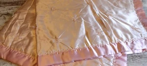Handmade Satin Baby Blanket 1960s Satin Binding Great Condition 37"X41" - Picture 1 of 1