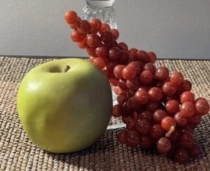 Kunstfrüchte 2 Stück grüner Apfel & Cluster roter Trauben realistisch in Größe MCM - Bild 1 von 5