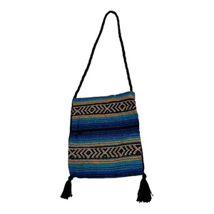 Bolso Manta Sillín El Paso Southwestern Boho Bolso de Mano Cartera con Borlas Azul Naranja - Imagen 1 de 10