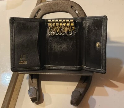 Alfred Dunhill Compacto Cuero Negro 6 Anillos Porta Llaveros Minimalista Billetera Triple Foto 1 de 4