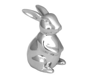 Figurine Deco Rabbit Father Porcelain Silver Easter Bunny Decoration