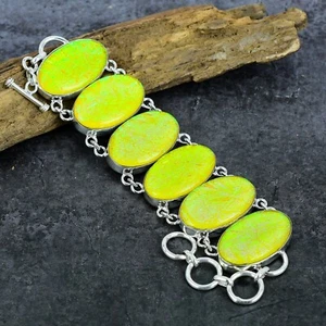 Yellow Australian Triplet Opal Gemstone Handmade 925 Silver Bracelet Jewelry - Picture 1 of 5