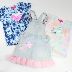 Betsey Johnson Girls Size 4 Skirtall & T Shirt Lot Skirt Overall Sequin Shirts - Picture 1 of 8