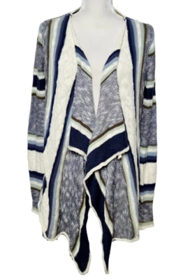 Ripcurl Womens M Open Cardigan Knit Sweater Stripes Long Sleeve Cotton Blend - Image 1 of 4