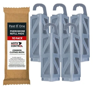 Effective Clothes Moth Pheromone Trap Kit - 5 Clear Holders + 10 Refill Pads !!! - Picture 1 of 7