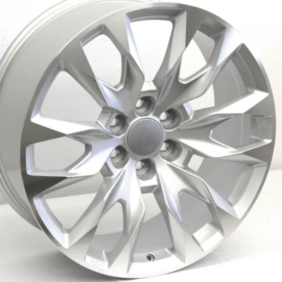 22" Silver & Machined '23 Yukon Style Wheels 22x9 6X139.7 +28mm fits GMC Sierra - Image 1 of 4