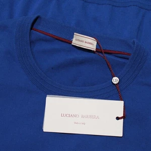 Luciano Barbera NWT Short Sleeve Knit T-Shirt Size 50 US M in Blue 100% Cotton - Picture 1 of 9
