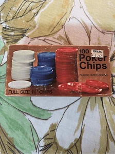 Poker Chips Vintage Milton Bradley NUOVO Sigillato--1974 100Ct Plastica Incastro - Foto 1 di 3