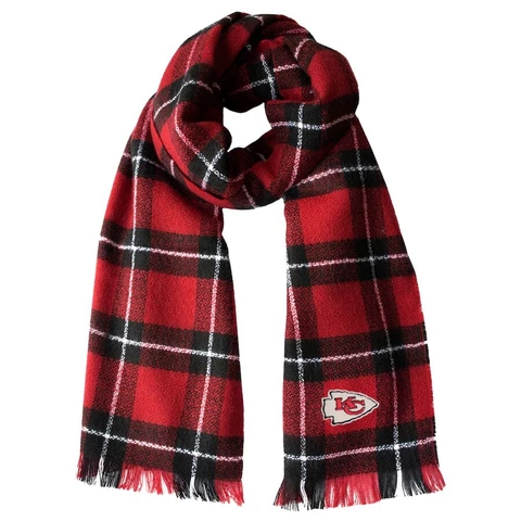 Kansas City Chiefs Plaid Blanket Scarf Shawl, NFL Licensed Cover