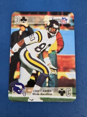 1992 Sport Decks NFL Playing Cards #3 Clubs Cris Carter Vikings FOOTBALL Card 1D - Image 1 of 2