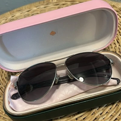 Kate Spade Black Polarized Aviator Sunglasses with Protective Case - Image 1 of 4