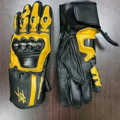 Suzuki Racing Motorbike Leather Gloves Suzuki Hayabusa Motorcycle Biker Gloves - Image 1 of 2