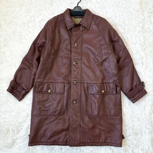 LOEWE Leather Long Coat Jacket Size 52 Vintage Wild Bird Motif Outerwear - Picture 1 of 12