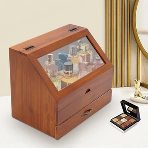 Organizador de Perfumes Caja de Almacenamiento de Joyería de Madera Soporte de Exhibición de Perfumes con Cajón - Imagen 1 de 15