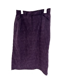 Christopher & Banks Womens 8 Purple Faux Suede Midi Skirt Pencil Style Lined - Picture 1 of 5