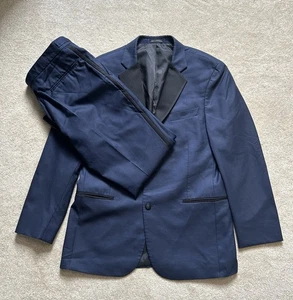 BLACK By Vera Wang Navy Blue Notch Lapel Tuxedo Suit 40S 32x28 Super 130 Wool - Picture 1 of 22