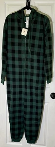 Fabletics Cozy Fleece Hooded Everpine Buffalo Check Jumpsuit Size L - Picture 1 of 6
