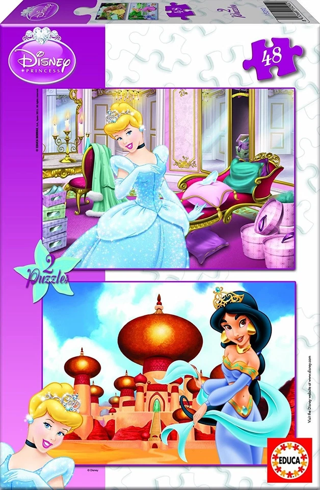 EDUCA, 2 Puzzles 48 Piezas Princesa DISNEY - Cenicienta y Jazmín, EDU15292 Foto 1 de 1