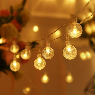 Globe String Lights Plug In, 10Ft 20 LED Globe Crystal Ball Warm White Fairy Lig - Image 1 of 4