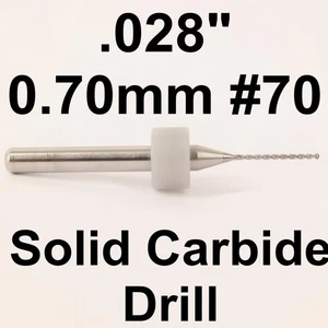 .028" 0.70mm #70 Solid Carbide Drill Bits 1,5,10 or 50 Pcs. With 1/8" Shanks LU - Picture 1 of 5