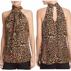 Ramy Brook Tansania hochgeschlossener Seidenschal Paige Top ärmellos gefüttert Bluse - Bild 1 von 11