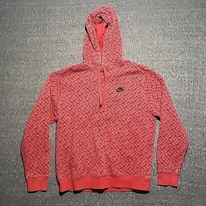 Nike Hoodie Men’s M Red Cotton Blend Pullover Graphic Logo Sweatshirt - Picture 1 of 9
