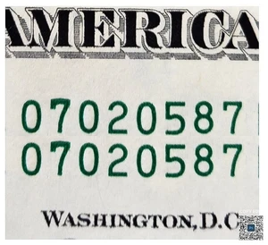 Same Matching Serial Number $1 Bill. Duplicate Serial Number. Unique Dollar. - Picture 1 of 4