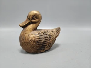 Kleine dekorative goldene bronzefarbene Entenstatuette - Bild 1 von 8