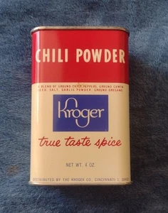 Kroger's Chili Powder Spice In A Can Mint Never Opened Fantastic Red Blue White - Picture 1 of 6