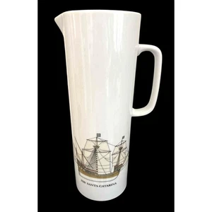 Thomas Germany Tall Porcelain Pitcher 1520 Santa Catarina Ship Graphic MCM EUC! - Picture 1 of 5