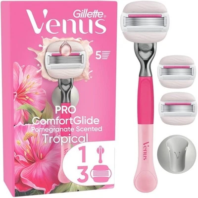 Gillette Venus Pro ComfortGlide Tropical Damenrasierer mit Granatapfel Duft (und