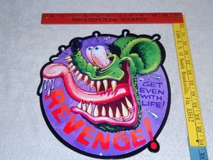 VINTAGE RAT FINK RACHE MIT LEBEN 12" METALL RATFINK ED ROTH HOT ROD BENZINSCHILD - Bild 1 von 17