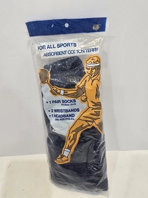 Sweatband Set （1 Headband 2 Wristband 2 Socks） For Sports Athletic Costume VNTG - Image 1 of 3