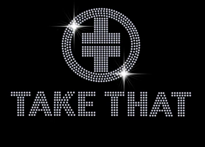 TAKE THAT Sparkling Rhinestone Diamonte Transfer Iron On Motif Hotfix Pop Icons