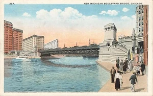 Nueva postal Michigan Bridge Chicago Illinois People Water - Imagen 1 de 2