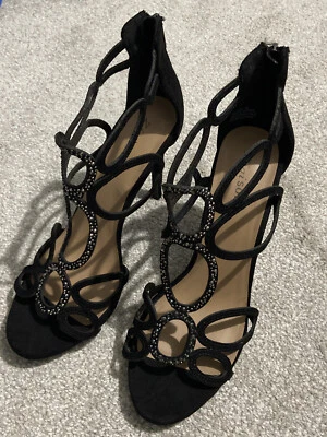 女式高跟水钻连衣裙派对绑带凉鞋 10 码 — 第 1/4 张图片