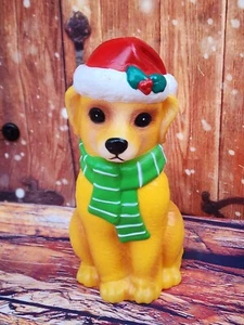 Christmas yellow labrador dog PLASTIC 11” Blow Mold Table Top Lighted - Picture 1 of 7
