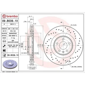 Disco Freno Ventilato Brembo Xtra Line - Forato 09.B039.1X Adatto Audi - Alta Qualità - Foto 1 di 2
