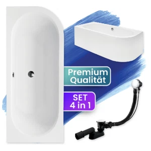 Rechteck Badewanne Wanne 150x75 170x75 Schürze + Ablaufgarnitur + Füße GRATIS - Bild 1 von 7