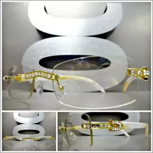 Classy Sofisticado Elegante Hip Hop Rapero Lentes Transparentes Marco Sin Montura - Imagen 1 de 8