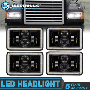 4PCS 4x6"INCH LED Fari Hi/Lo Fascio Faro Proiettore per Chevy C10 C20 C30 El Camino - Foto 1 di 12