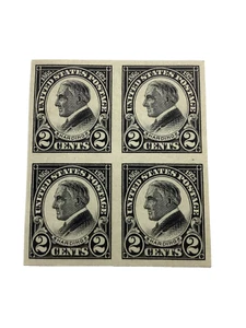 1923 US Stamp block of 4 Sc# 611 WG Harding 2 Cents Imperforate MNH VF - Picture 1 of 4