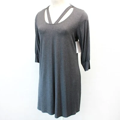 Karen Kane Plus Dark Gray Cross Front A-Line Mini Dress 3X Made in USA - Image 1 of 4