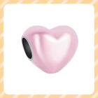 New Valentine Metallic Pink Heart Charm 925 Sterling Silver Women Bracelet Charm