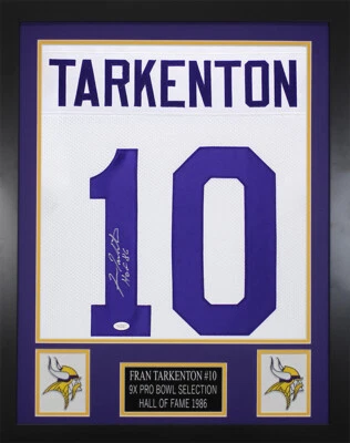 Fran Tarkenton Autographed "HOF 86" & Framed White Vikings Jersey JSA COA - Image 1 of 4