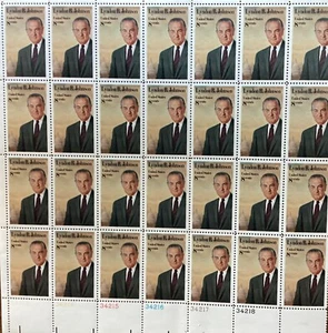 Full Sheet 1973 Eight Cent Lyndon B. Johnson Stamp SC# 1503 - Picture 1 of 1