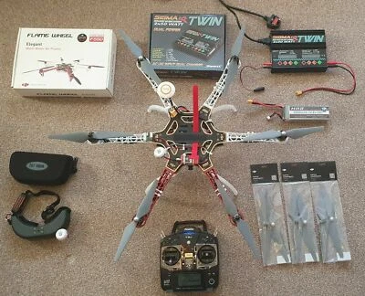 DJI F550 Hexacopter Futaba T8J Radio Fatshark Goggles Sigma Charger Naza V2 IOSD - Image 1 of 4