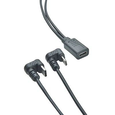 USB 3.1 Type C Female to USB-C Male + Micro Male U Angle Splitter Adapter Cable - Image 1 of 4